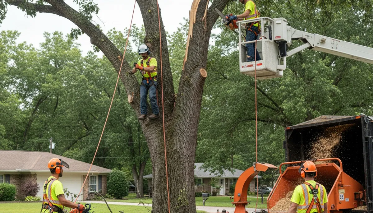 Austin, TX emergency tree service crew removing a fallen tree after storm damage