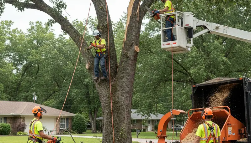 Austin, TX emergency tree service crew removing a fallen tree after storm damage