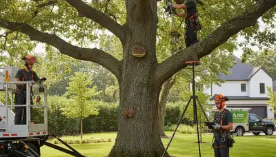 Austin, TX arborist treating tree disease to protect oak trees from fungal infection and oak wilt