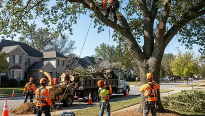 Austin, TX tree removal service removing a hazardous tree safely