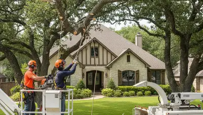 Austin, TX tree service crew providing professional tree trimming and removal for local homeowners