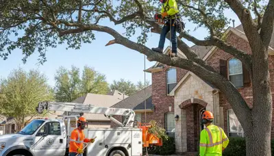 Tree service crew in Austin, TX providing professional tree trimming and removal for homeowners