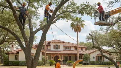 Tree service crew in Austin, TX providing professional tree care for residential properties