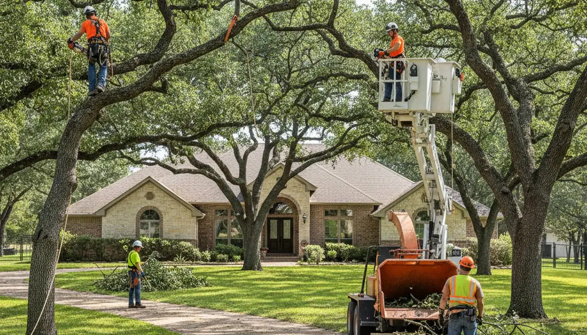 Tree service crew in Austin, TX providing professional tree care and removal for local properties