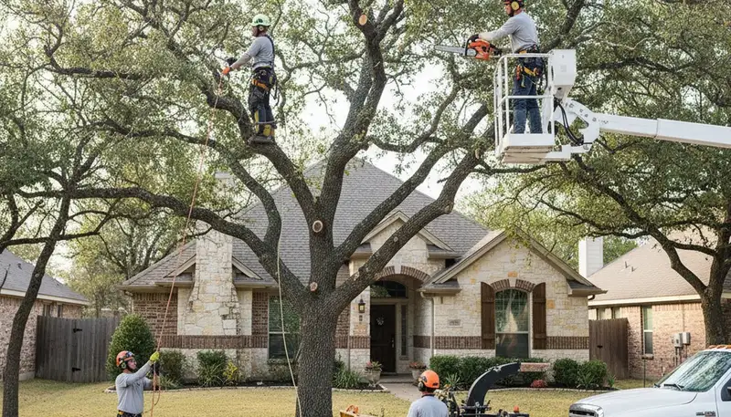Austin, TX tree service crew handling professional tree care for residential and commercial properties